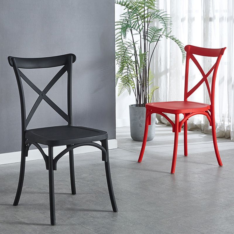 Cross Back Side Chair Contemporary Plastic Kitchen Dining Side Chair