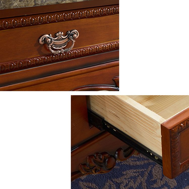 Brown Traditional Style TV Stand Oak Wood TV Cabinet with 2 Drawers
