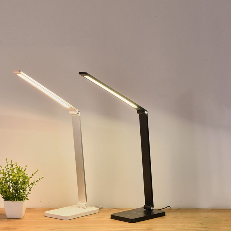 Lampe de table USB avec contrôle tactile, tâche de table pliante en métal clair pour la chambre