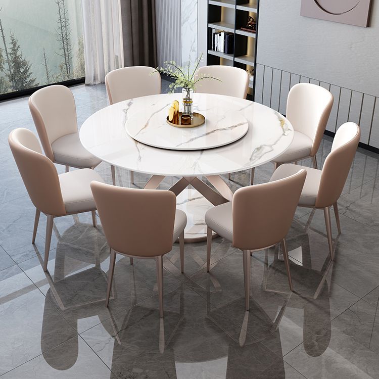29.52''H Glam Round Dining Table Standard Sintered Stone Dining Table with Pedestal Base