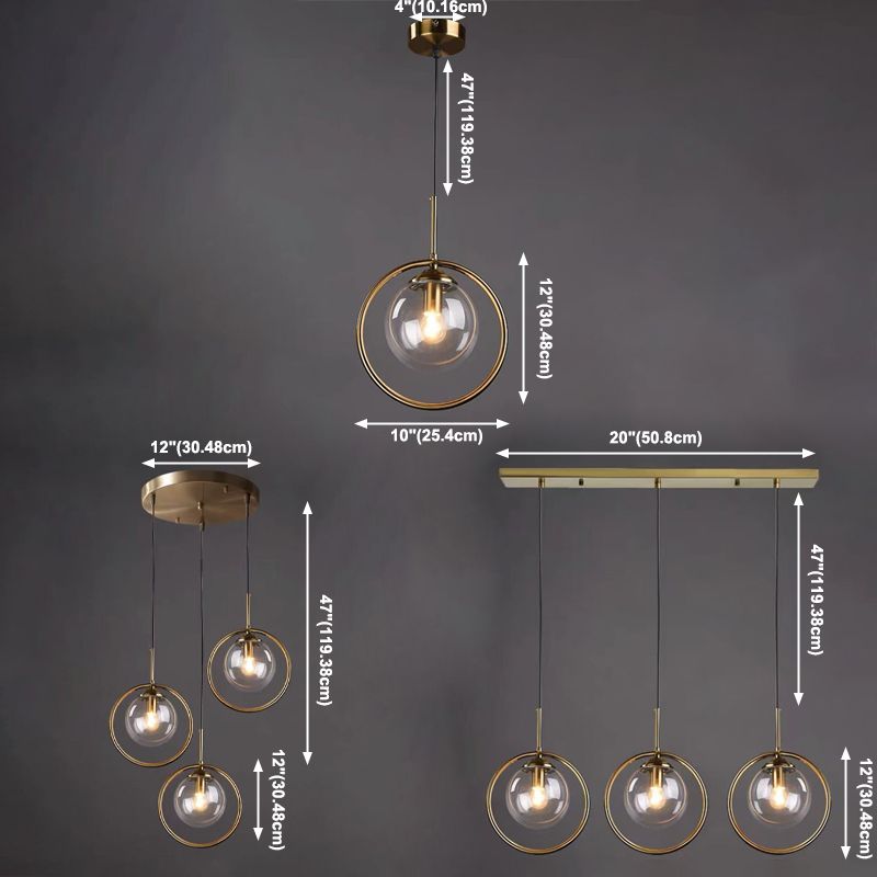 Glasbronze -Anhänger Licht im modernen Luxusstil Iron Globe Hanging Lampe für Innenräume