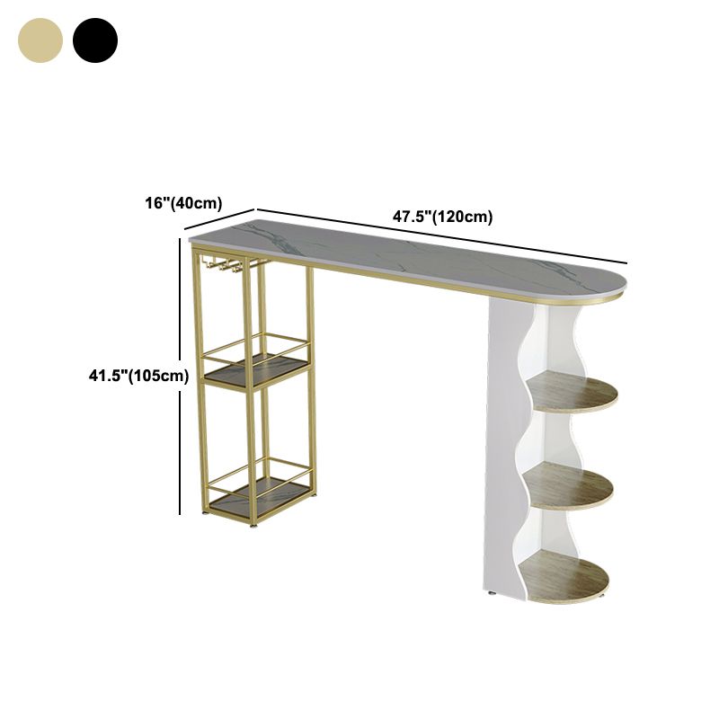 Modern 1/5 Pieces Bar Table Set Stone Counter Table with High Stools for Living Room