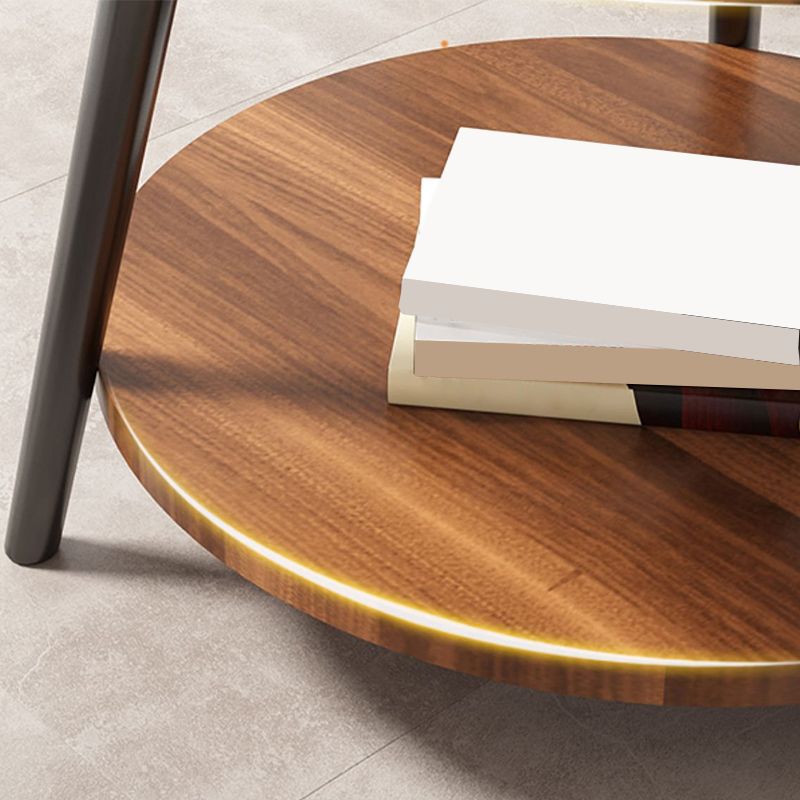 Wood Cocktail Table 3 Legs Modern Single Coffee Table with Shelf