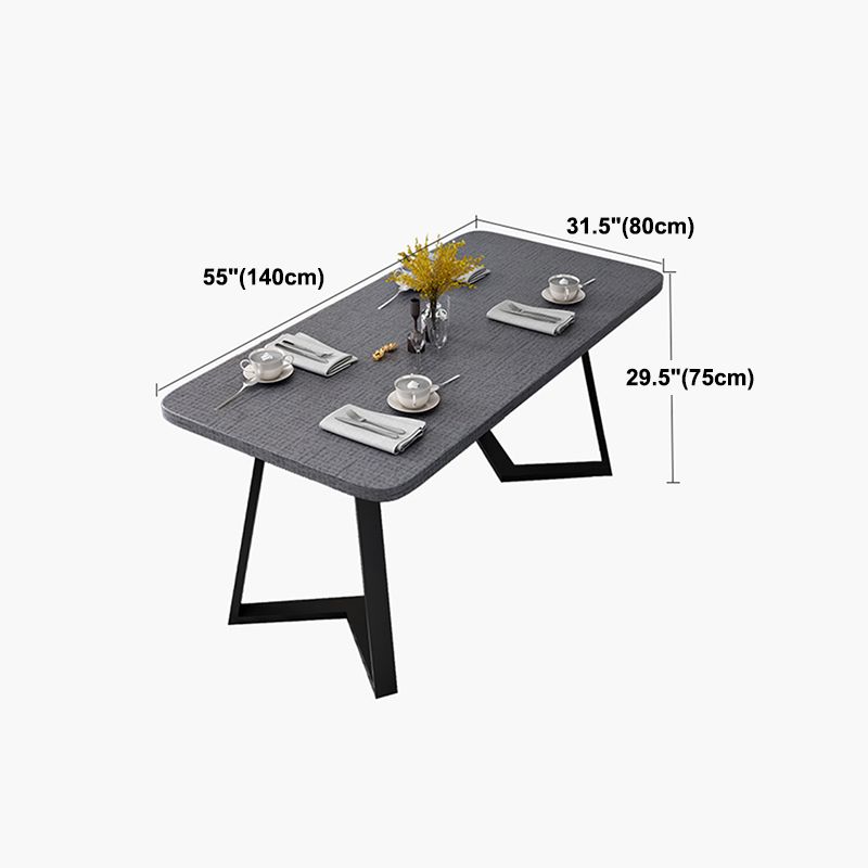 Metal Industrial Rectangle Dining Table Grey Wood Top Table with Sled Base