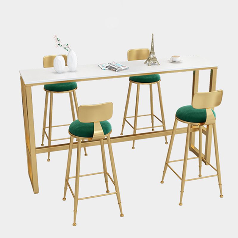 Glam Metal Barstool Fabric Counter Stool with Gold Legs in Matte Finish