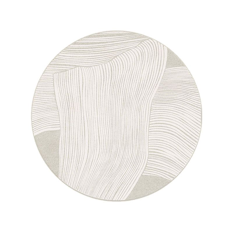 Grey Living Room Area Carpet Stripe Print Polyester Area Rug Anti-Slip Easy Care Rug