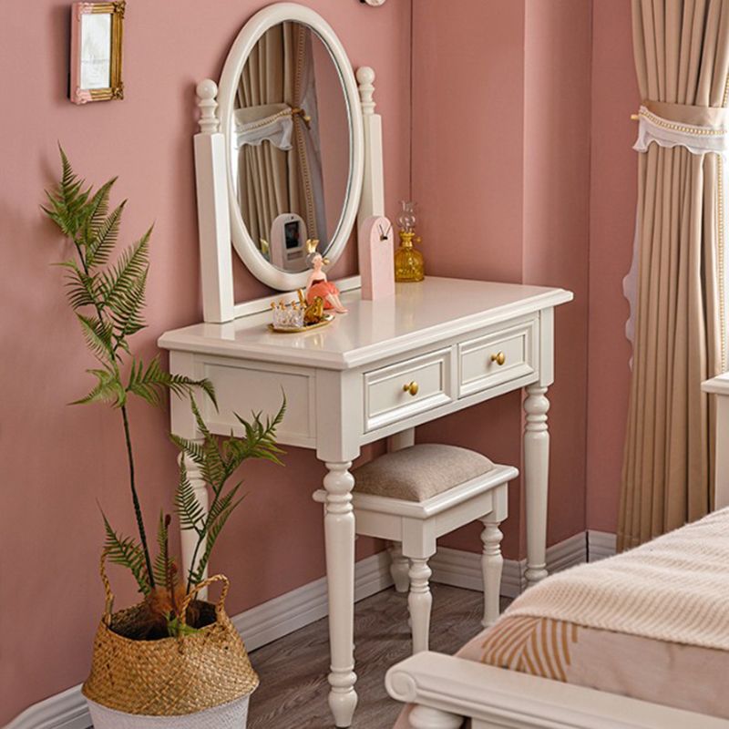 Bright White Ash Vanity Set with Mirror 17.71" Wide Vanity with 2 Drawer