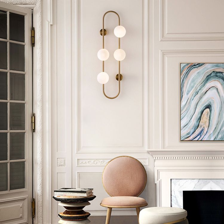 Glass Ball Shaped Wall Mounted Light Fixture Modern-Style White Wall Mounted Lighting