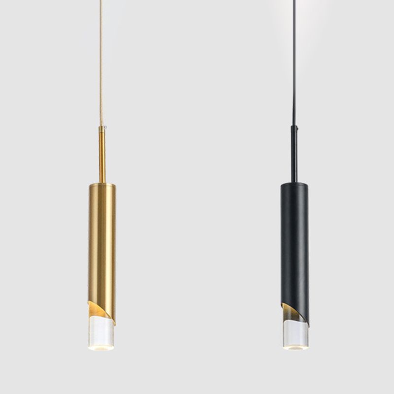 Pendante LED en aluminium dans la lumière suspendue cylindrique en acrylique moderne pour chambre à coucher