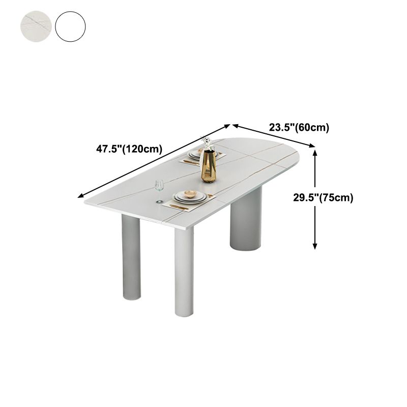 Free Form Sintered Stone White Dining Table Simplicity 3 Legs Table for Dining Room