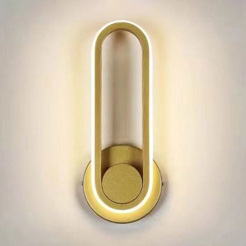 Oval Shape Metal Wall Light Modern Style Single Light Wall Sconce Light