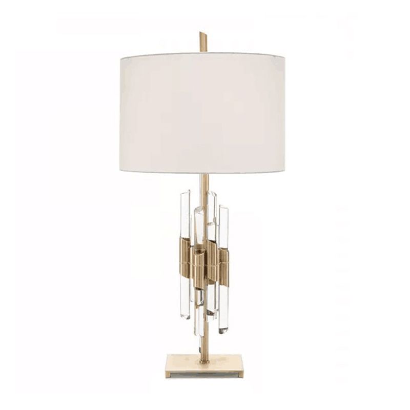 Tissu table blanche Lumière Round 1 lumière de nuit Classic Night Lampe avec tige de cristal