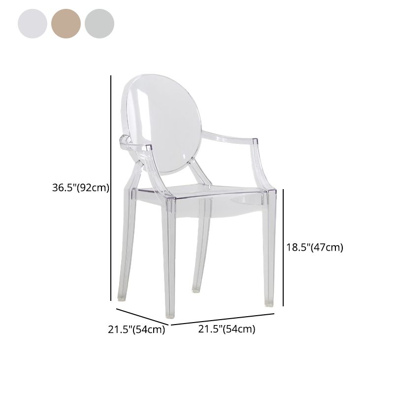 Silla de comedor de estilo escandinavo Silla de comedor de acrílico con respaldo abierto para el hogar con brazo