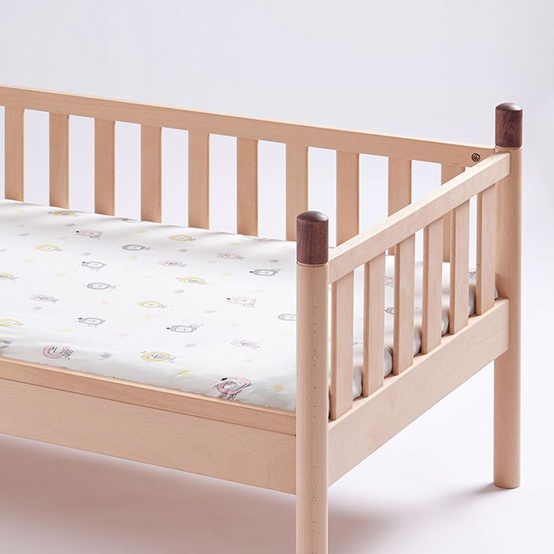 Minimalist Nursery Crib with Guardrail Washed Natural Wood with Mattress Nursery Bed
