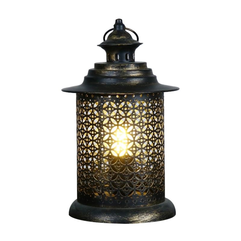 5 "/6,5" breit 1 Kopf Candlestick Light Antiqued aus Metall Nachttischlampe in Schwarz