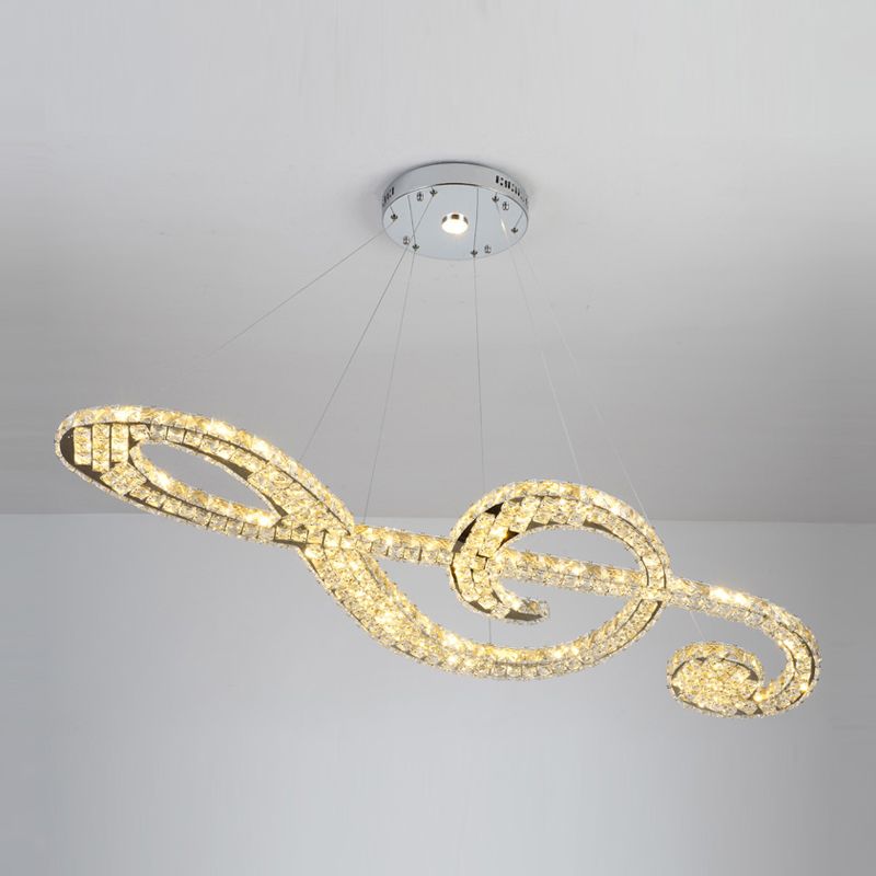 Contemporary Pendant Lights Note Shape Island Lights Crystal 2 Light for Kitchen Island