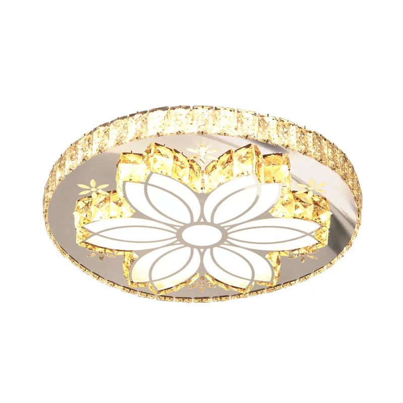 Spiral/Flower Flush Mount Lighting Contemporary Crystal LED Bedroom Ceiling Light Fixture in Stainless-Steel