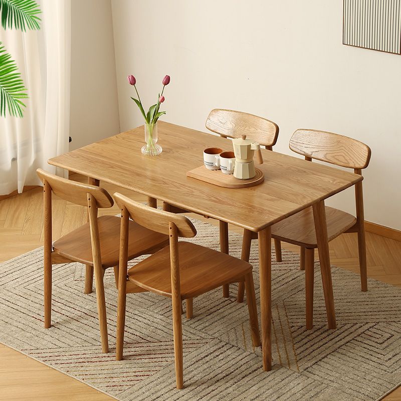 Mid-Century Modern Dining Table Rectangle Solid Wood Dining Table with 4 Legs