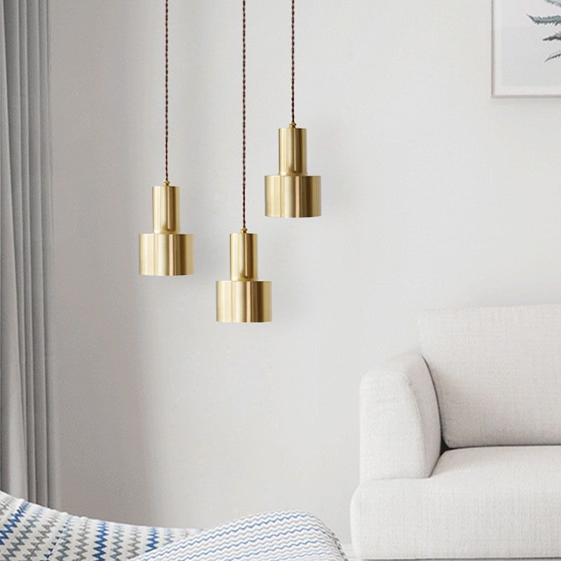 Modern Luxury Single Pendant Light Wrought Iron Cylindrical Hanging Lamp for Bedroom