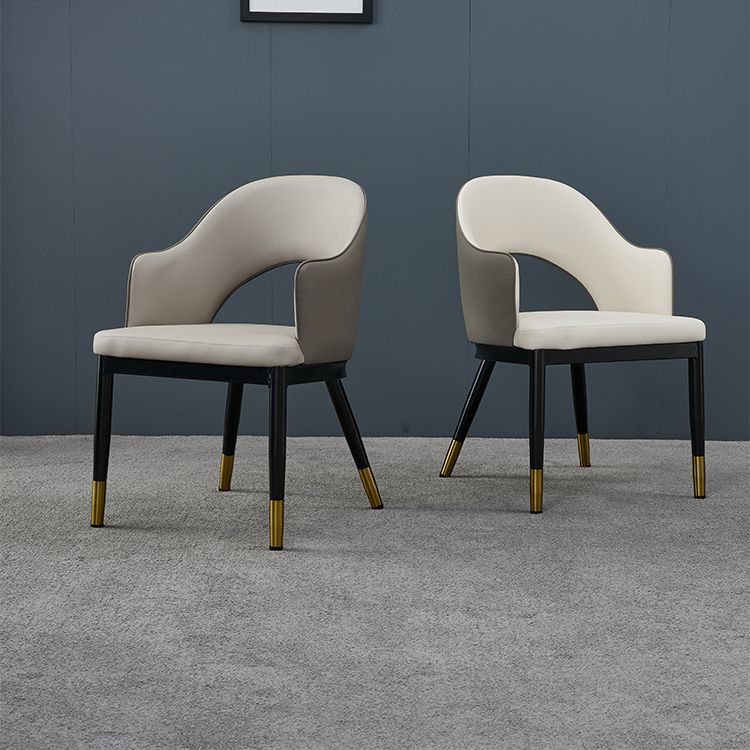 Metal Industrial Dining Chair with Arms Matte Finish Open Back Side Chair