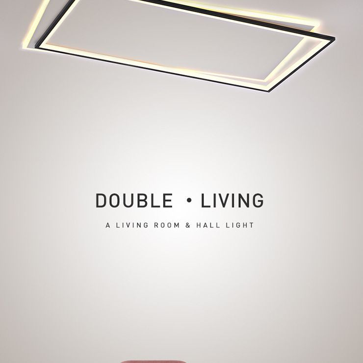Plafonnier rectangulaire en métal, éclairage de plafond LED simple en noir et blanc