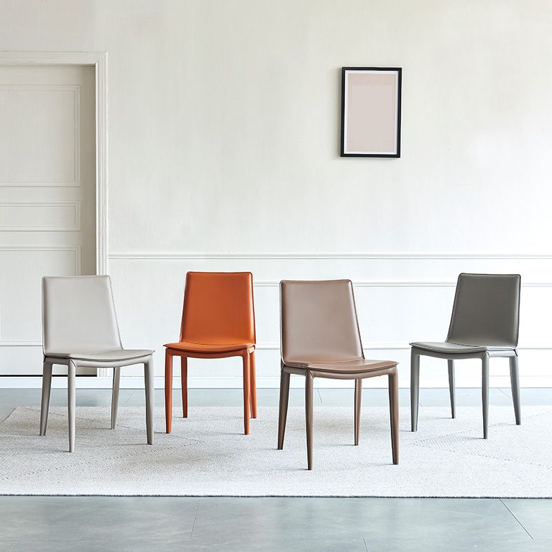 Modern Simple Side Chair Faux Leather Colorful Armless Dining Chair for Home Use
