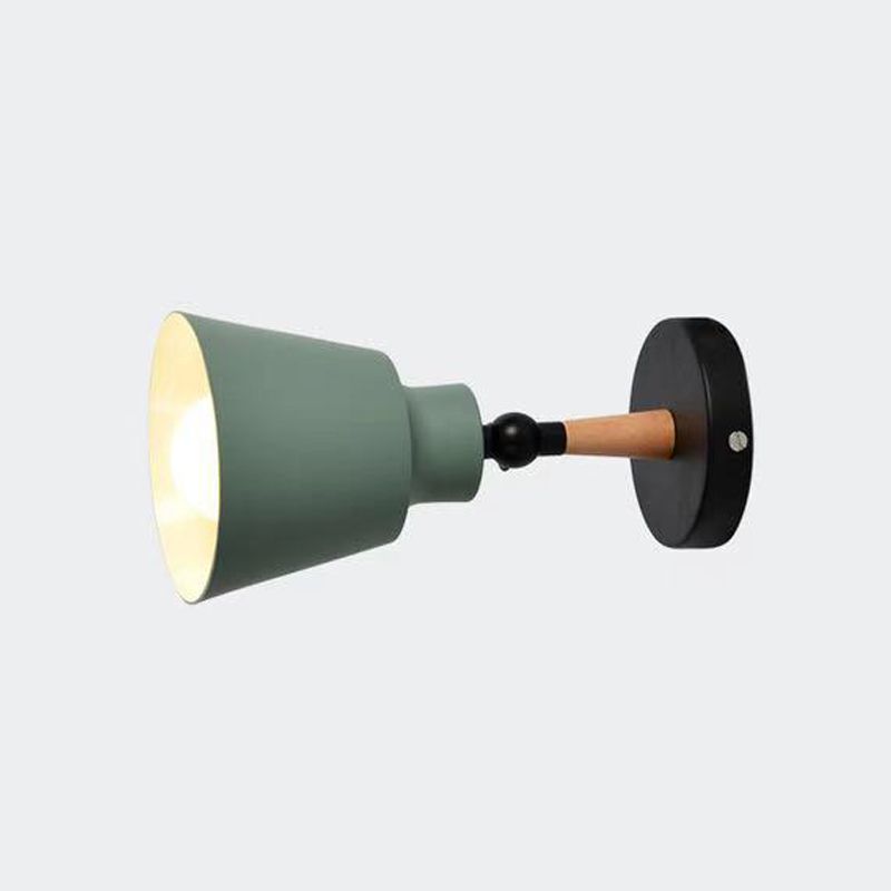 Nordic Metall Wall Light 5 "breite Makkaronwandleuchten mit Holz für Wohnzimmer