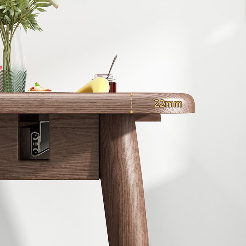 Rubberwood Rectangle Dining Table Extendable Table with Wooden Base and Legs