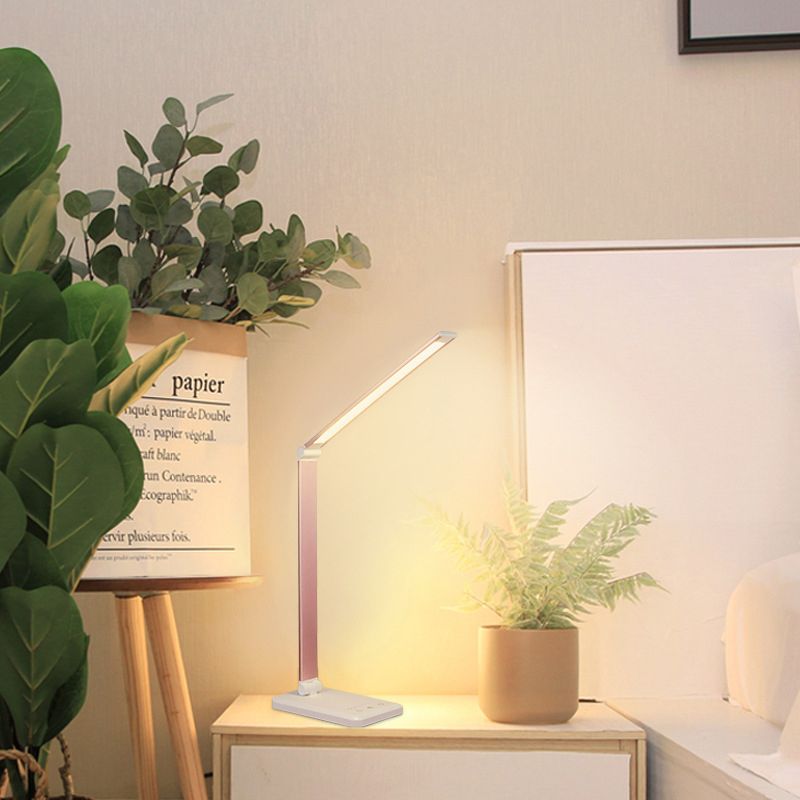 Lámpara de mesa USB con control táctil, Luz de mesa LED de plegado de tareas de metal para dormitorio