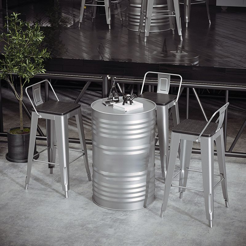 1/3/4 Pieces Industrial Bar Stool and Table Set Silver Iron Bar Set
