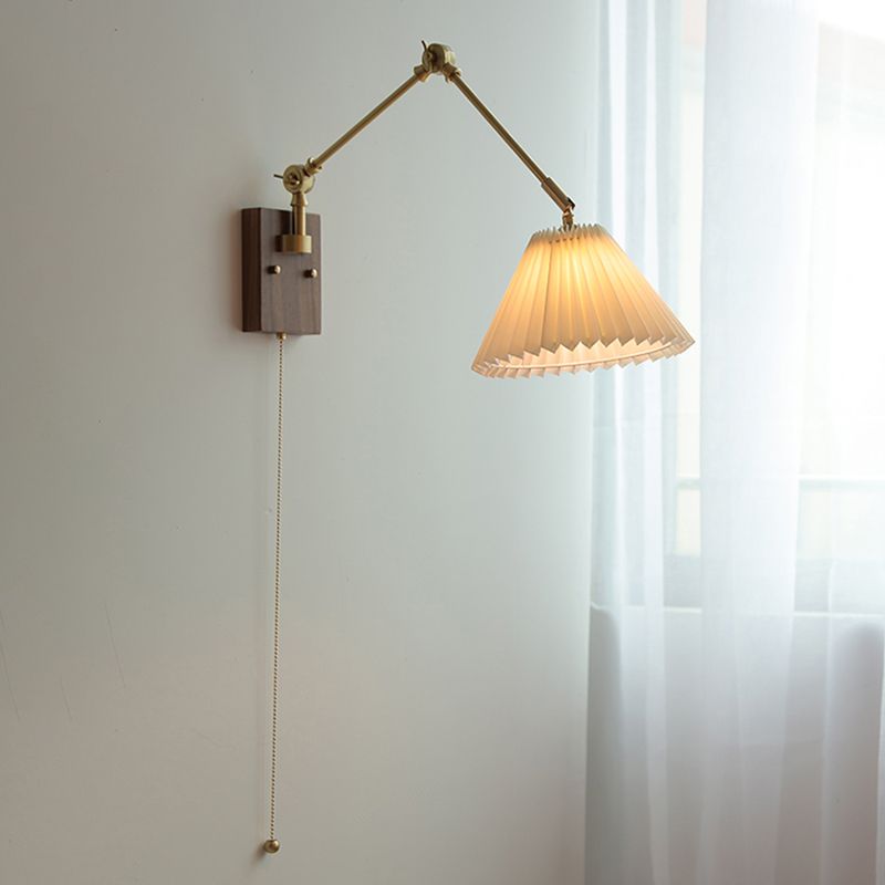 Modern Style Flared Wall Mounted Lamps Wood 1 Light Wall Sconces in White