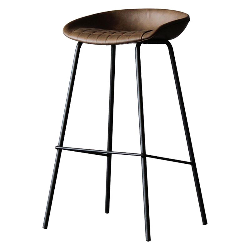 Industrial Leather Distressed Quilted Barstool Indoor Tall Stool with Bucket Seat