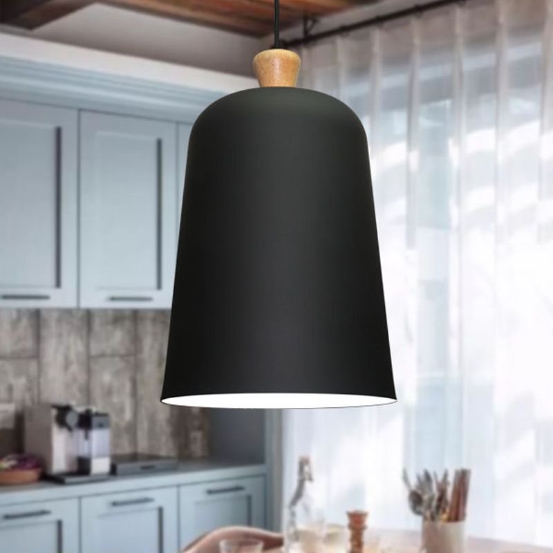 Pink/Grey/Black Bell Pendant Lamp Modern Style 1 Bulb Aluminum Ceiling Lighting for Dining Room
