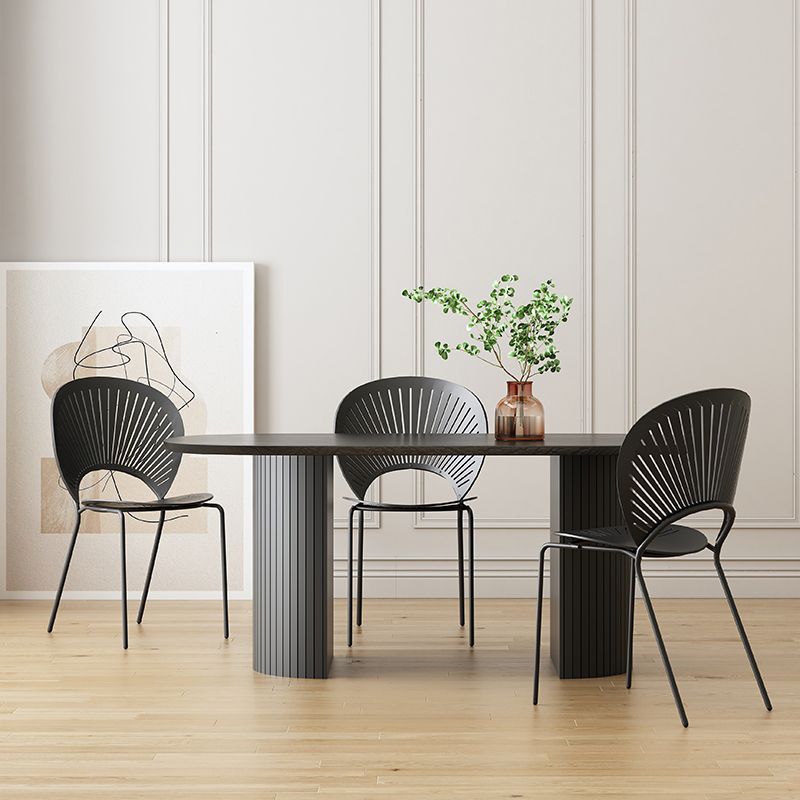 Modern Oval Dining Table Black Wood Dinner Table for Dining Room