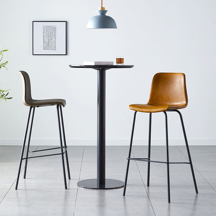 Contemporary Style Low Back Leather Bar Stool with Metal Legs
