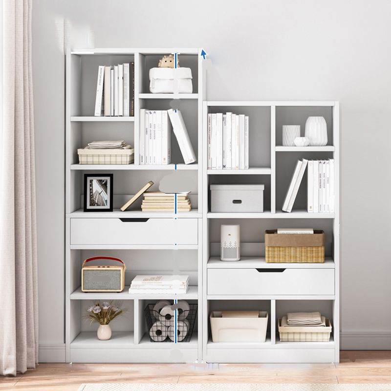 Manufactured Wood Standard Bookshelf Vertical Open Bookcase with Drawer