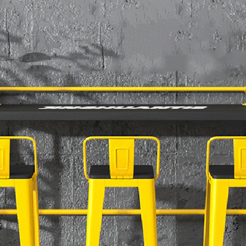 1/4 Pieces Industrial Rectangle Solid Wood Counter Table with High Stools