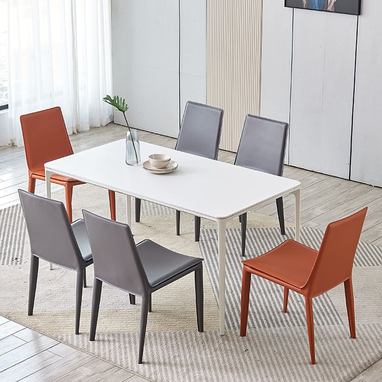 Modern Style Leather Dining Armless Chair Metal Side Chair for Home Use