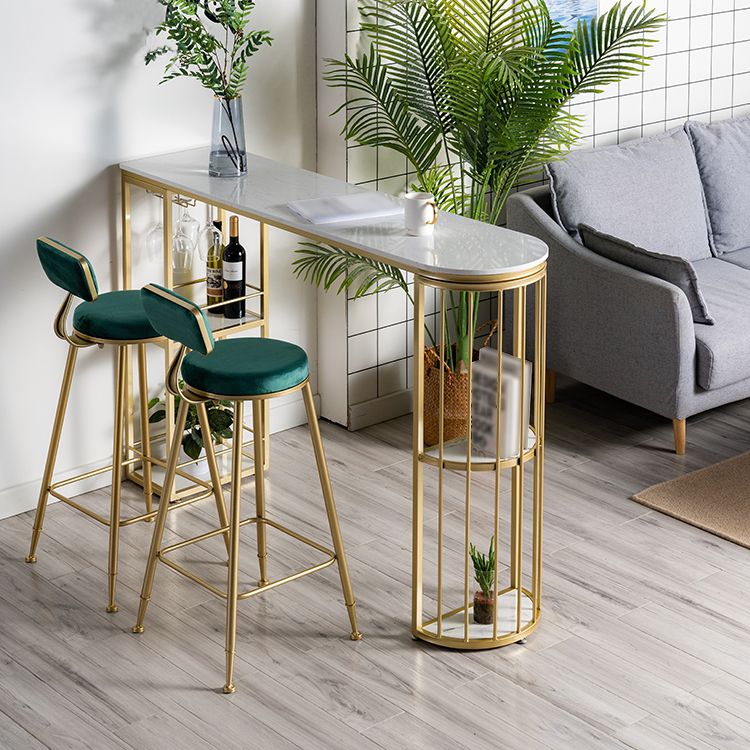 White and Black Glam Style Table in Faux Marble and Metal Coffe Shop Bar Table