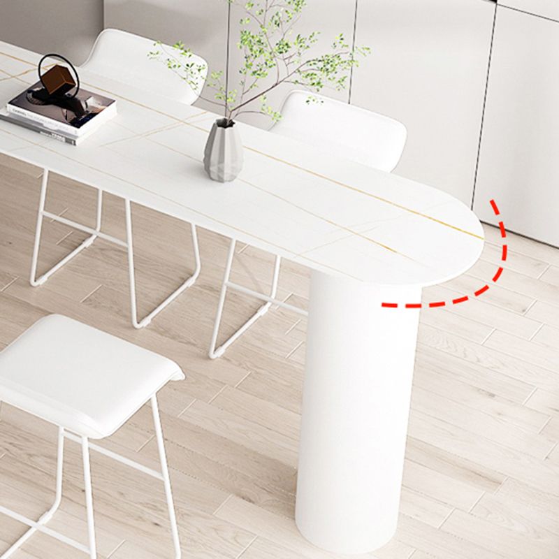 Contemporary Bar Table Stone Bar Desk with Double Pedestal for Home