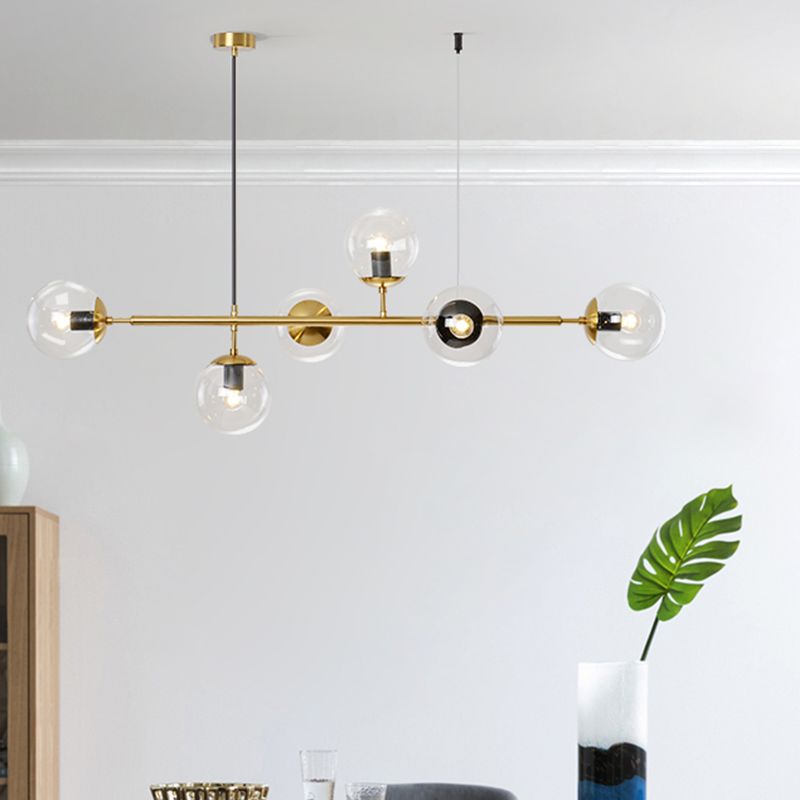 Nordic Style Hanging Lamp Ball Shape Shade Island Light Fixture for Bedroom