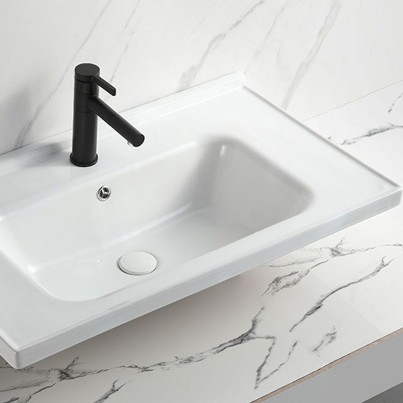 Modern Vessel Sink Rectangular Porcelain Drop-in Bathroom Sink(Not Included Faucet)