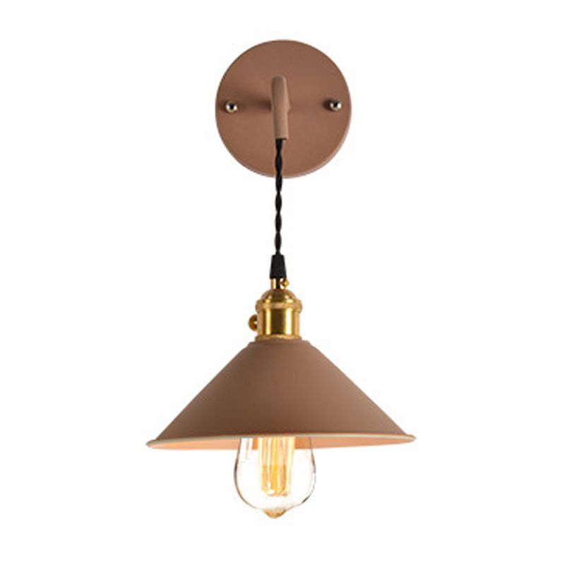 Modern Creative Hanging Wall Lamp Copper Tapered Macaroon Wall Light with Wrought Iron Shade