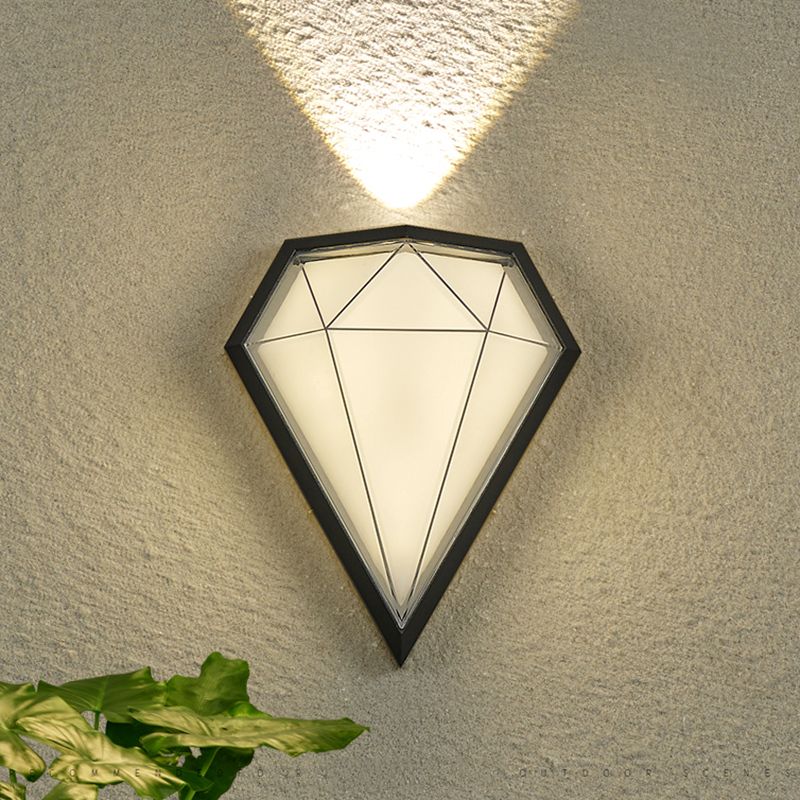 Modern Metal 1-Light Wall Mount Lamp Diamond Outdoor Wall Sconce for Balcony