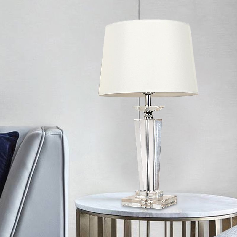 Fasskristall Task Light Moderne Stoff 1 Glühbirne weiße Nachttischlampe, 21 "/23,5" lang