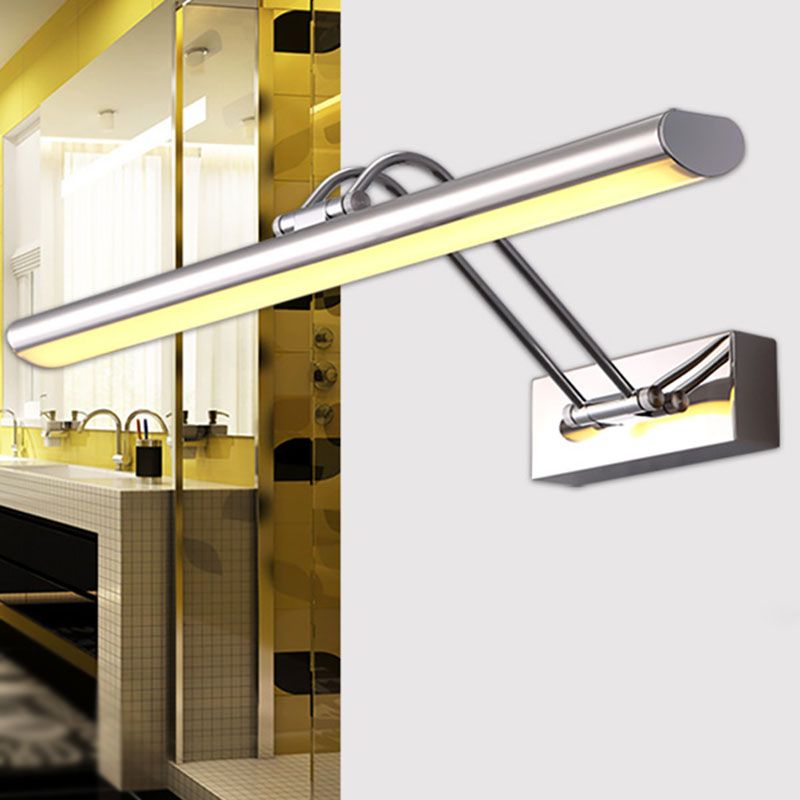 Linear Modern Style Vanity Light Metal 1-Light LED Mirror Light for Bathroom in Silver