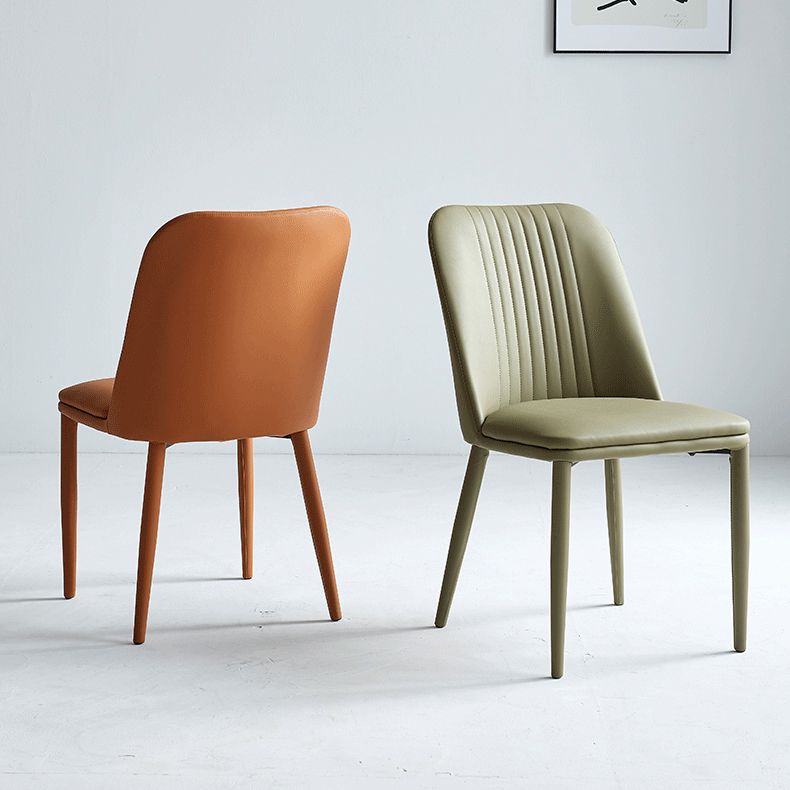 Leather Dining Chair Minimalist Style Armless Solid Back Chair for Home
