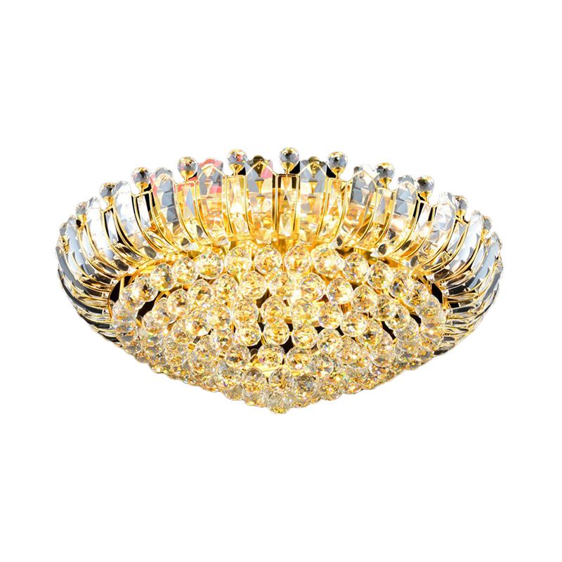 LED Flush Mount Chandelier Simple Stylish Pointed Crystal Orb  Flush Ceiling Light in Gold