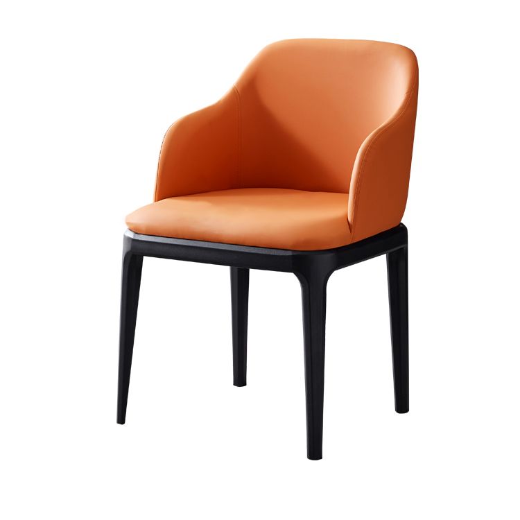 Kunstleder zeitgenössischer Esszimmerstuhl Metallic Finish Solid Back Speisestuhl