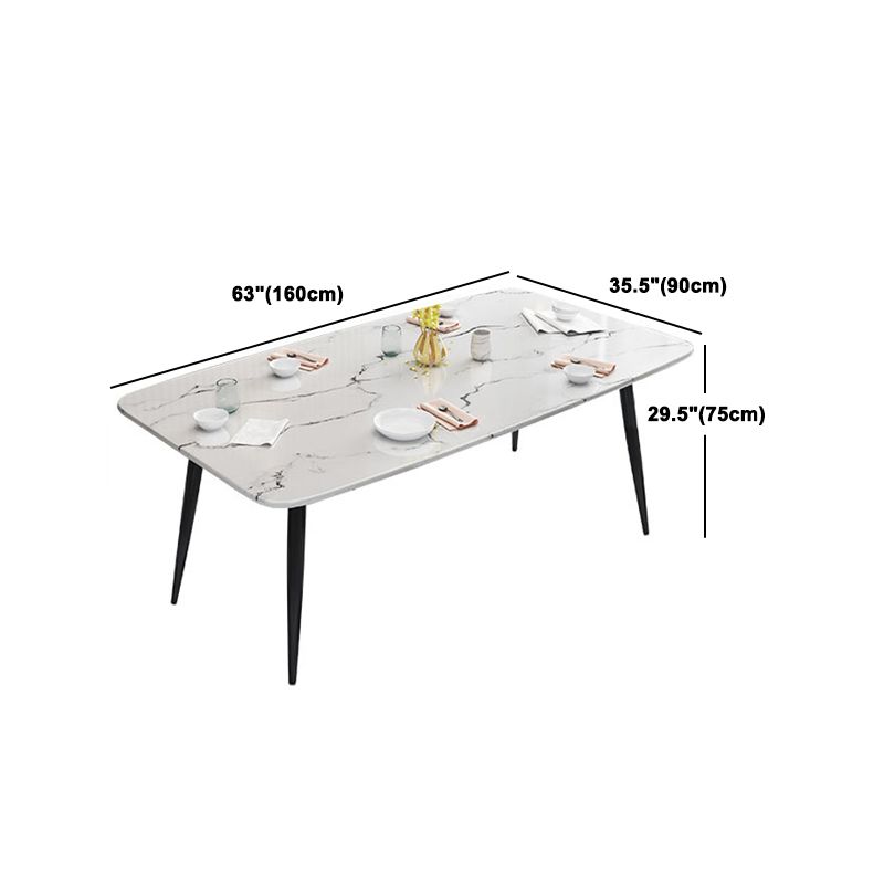 Modern Style Sintered Stone Rectangle Table Set 1/2/5/7 Pieces Dining Set